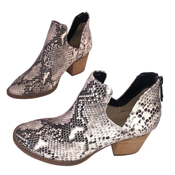 NWOT Blondo Neda Ankle Boots Snake Skin Print Leather Waterproof Booties Size 7 - Picture 1 of 12